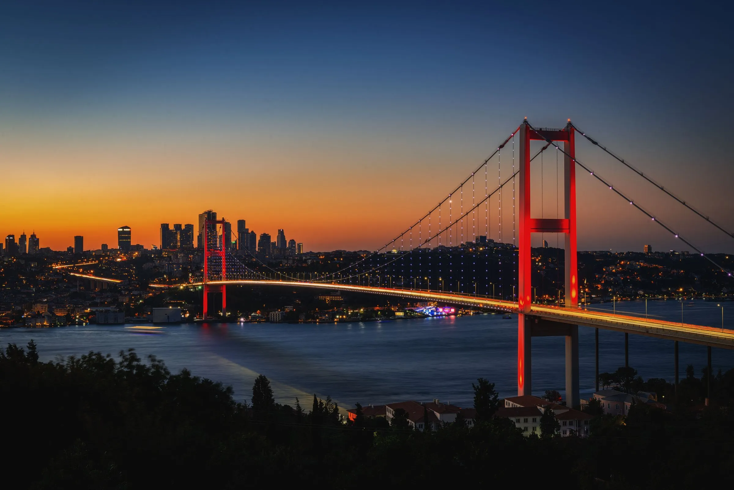 The Bosphorus Bridge at dusk