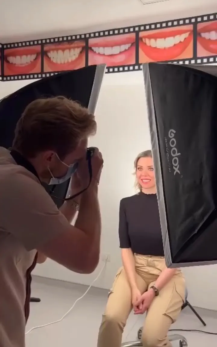 Smile photos being taken in the clinic's photo corner