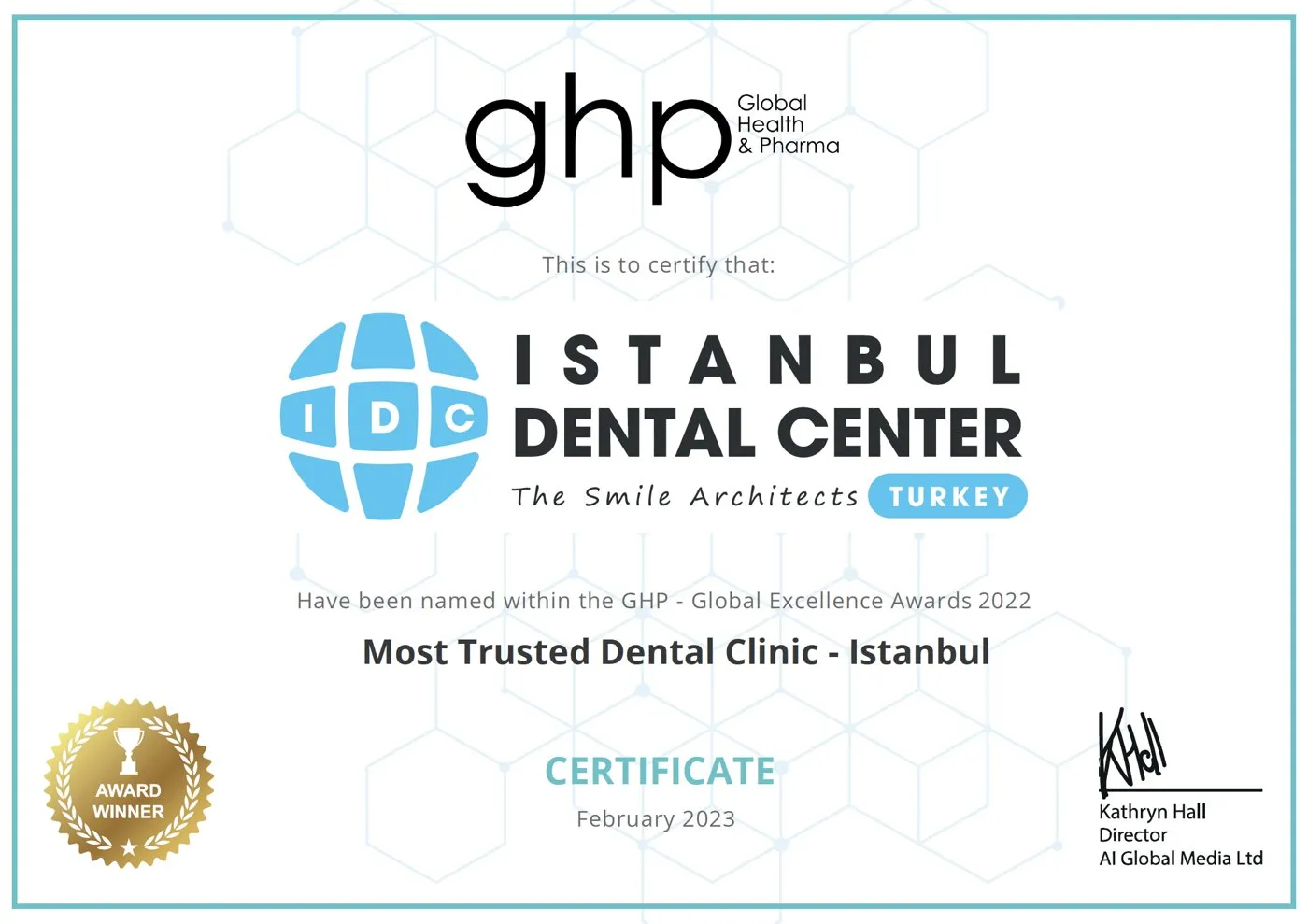 GHP Global Excellence Awards 2022: Most Trusted Dental Clinic, Istanbul